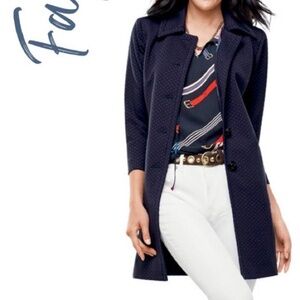 CAbi Carriage Women's Navy Carriage Jacket Dotted Stripe Trim  Sz L
